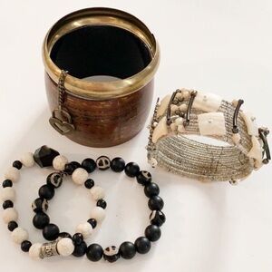 5 Bracelets Bundle Cuff, Beads and Bangle